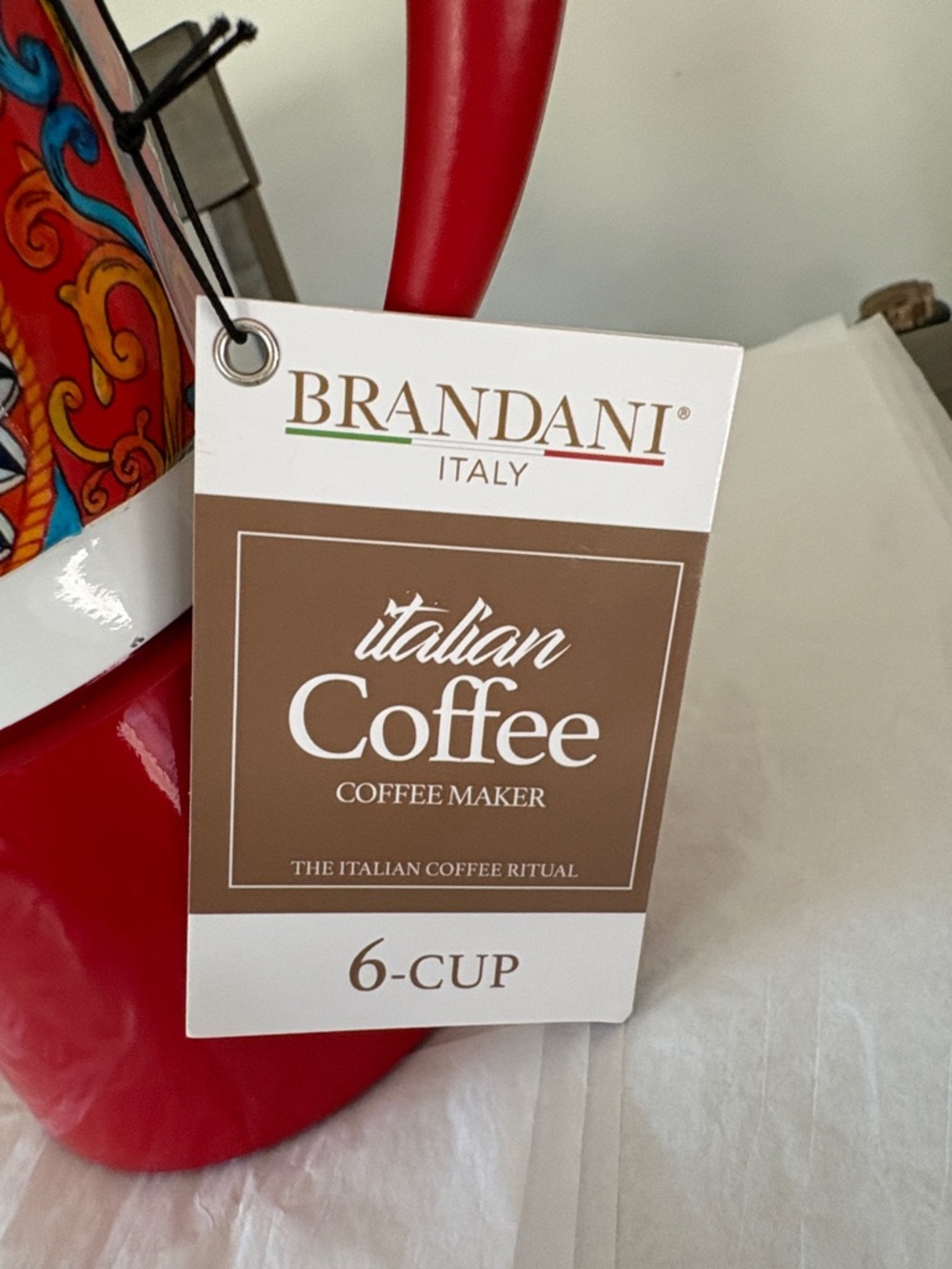 Brandani Italian Style Espresso/coffee/Moka Pot 6 Cup Red Carriage Design - Picture 3 of 9